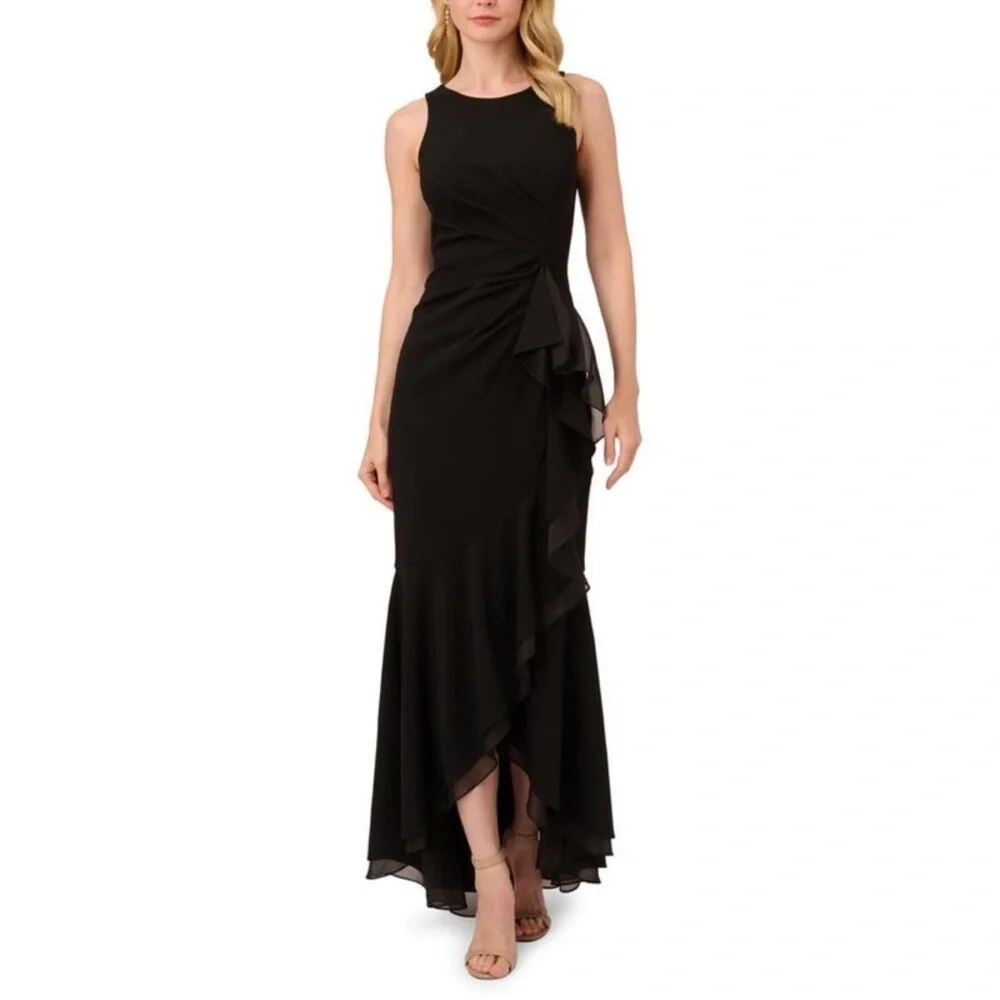 NWT Adrianna Papell Women’s Sleeveless Long Formal Black Evening Dress - Picture 1 of 5